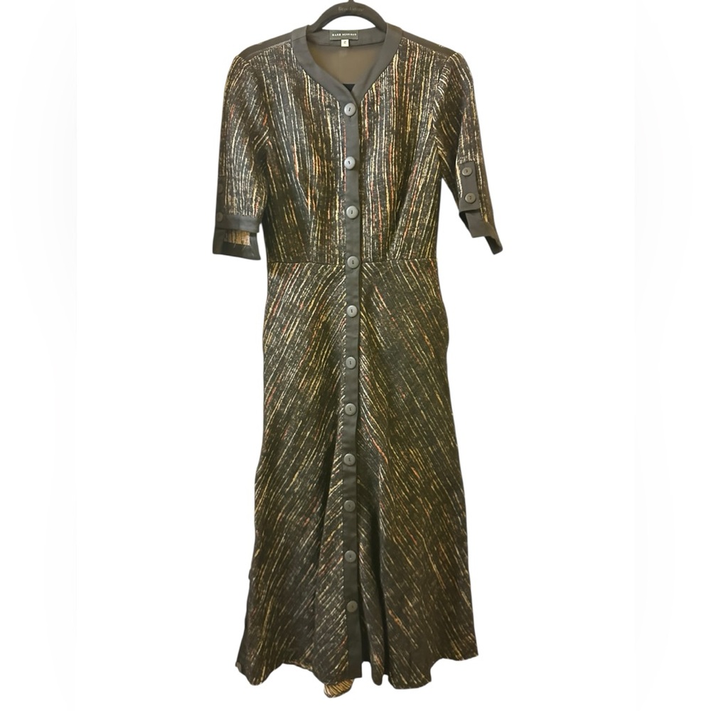 Hanh Merriman Elegant Black and Gold Button-Down Dress size 4